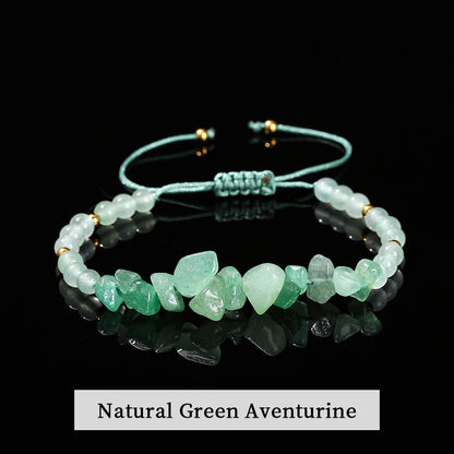 Luckacco Change Better Natural Stone Amethyst Gravel Chip Bead Adjustable Braided Bracelet Women Men Small Round Bead Strand Healing Gift