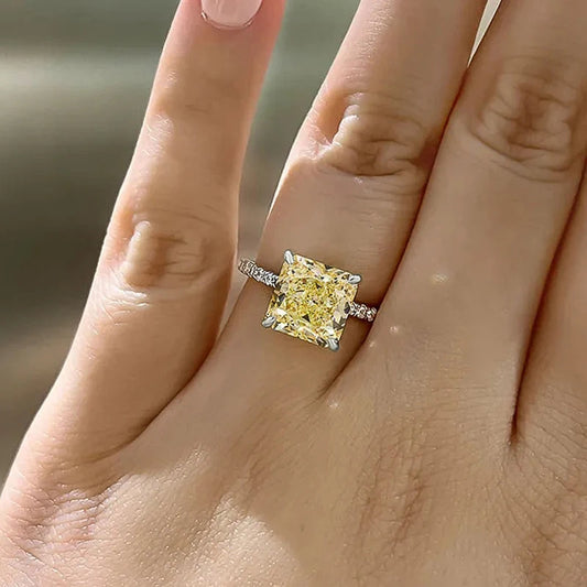 Luckacco daily picks Simple Princess Yellow Cubic Zirconia Rings for Women Wedding Engagement Party Temperament Female Rings Fashion Jewelry