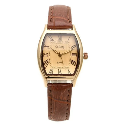 Luckacco Retro Brown Women Watches Qualities Small Ladies Wristwatches Vintage Leather Bracelet Watch Fashion Brand Female Envío Gratis