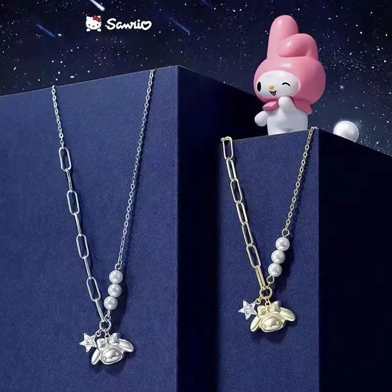luckacco y2k melody crystal pendant necklace personality woman collar accessories fashion gifts cartoon kawaii necklace jewelry