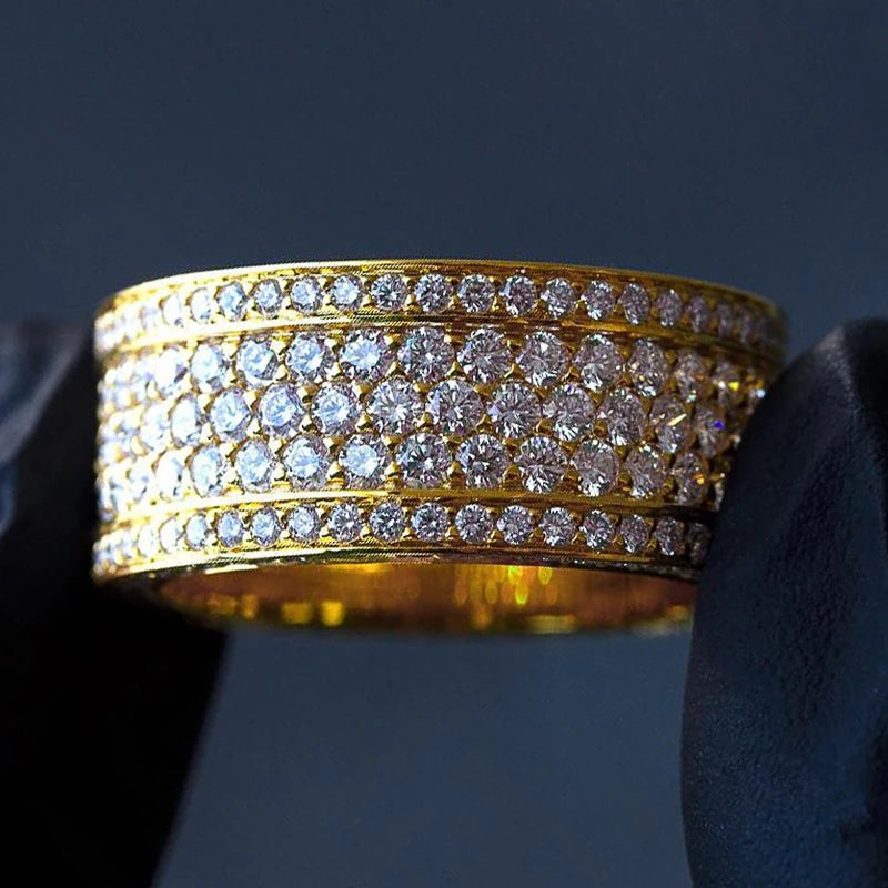 luckacco new eternity wedding bands women's rings luxury gold color paved cubic zirconia simple and elegant female anniversary jewelry