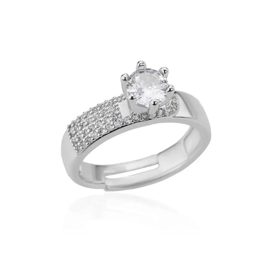 Luckacco Blue Zircon Crown Rings For Women Stainless Steel Adjustable Crown Ring 2023 Trend Design Female Wedding Jewerly
