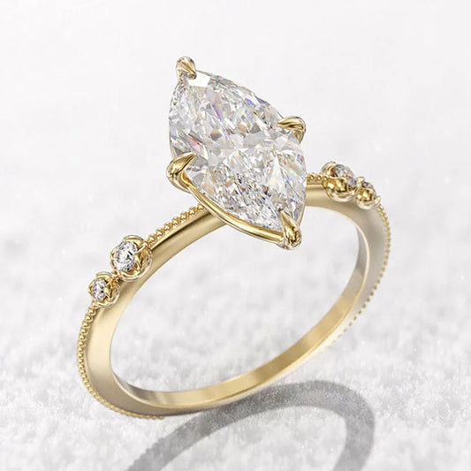 Luckacco daily picks Geometric Shaped Women Rings with Marquise Cubic Zirconia Exquisite Female Accessories for Wedding Party Fashion Jewelry