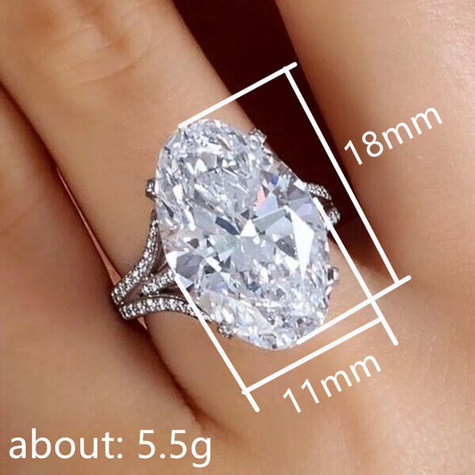 Luckacco daily picks Big Crystal Oval Cubic Zirconia Wedding Ring for Women Silver Color Fashion Elegant Engagement Bands Jewelry Nice Gift