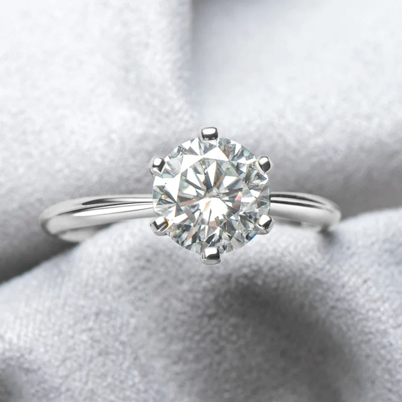 luckacco anziw 0.5-3.0ct moissanite solitaire ring silver 925 14k gold plated wedding engagement band for women jewelry with certificate