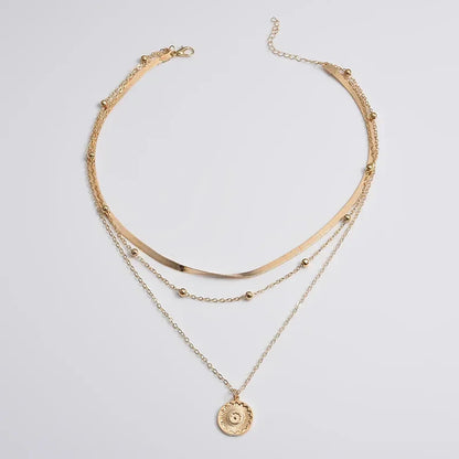 Luckacco Women Girls Silver Color Simple Three Layer Necklace Shiny Long Bar Pendant Women Wedding Gifts Exquisite Accessories
