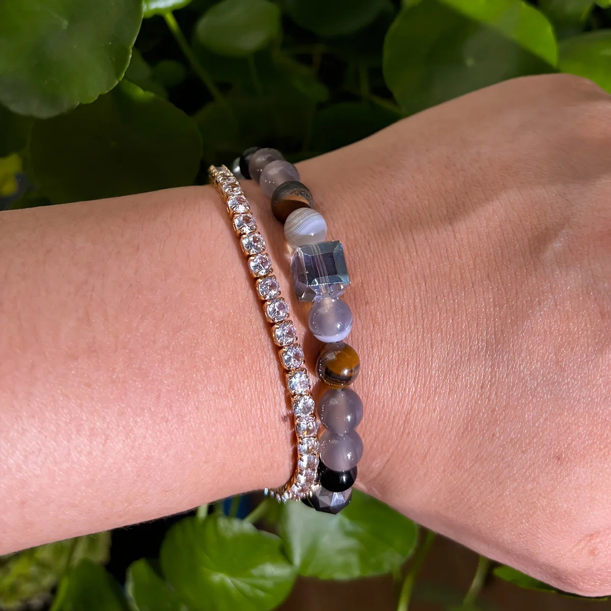 luckacco attract wealth abundance and prosperity bracelet made of tiger eye stone and green healing crystal handmade bracelet for men and