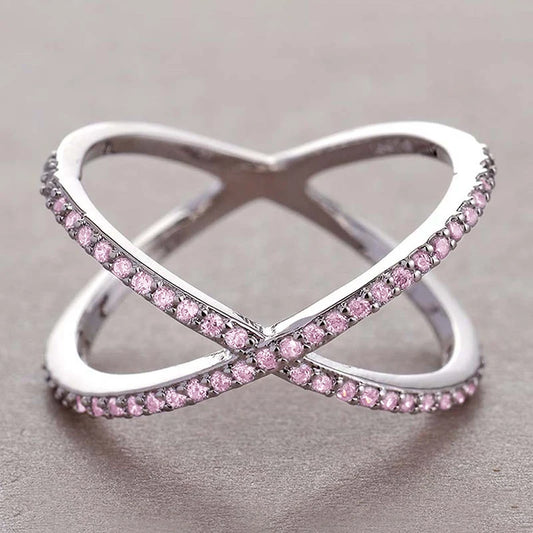 Luckacco daily picks Luxury Cross X Shape Women Engagement Ring Full Paved CZ Stone Silver Color Elegant Simple Female Jewelry Ring Hot Sale