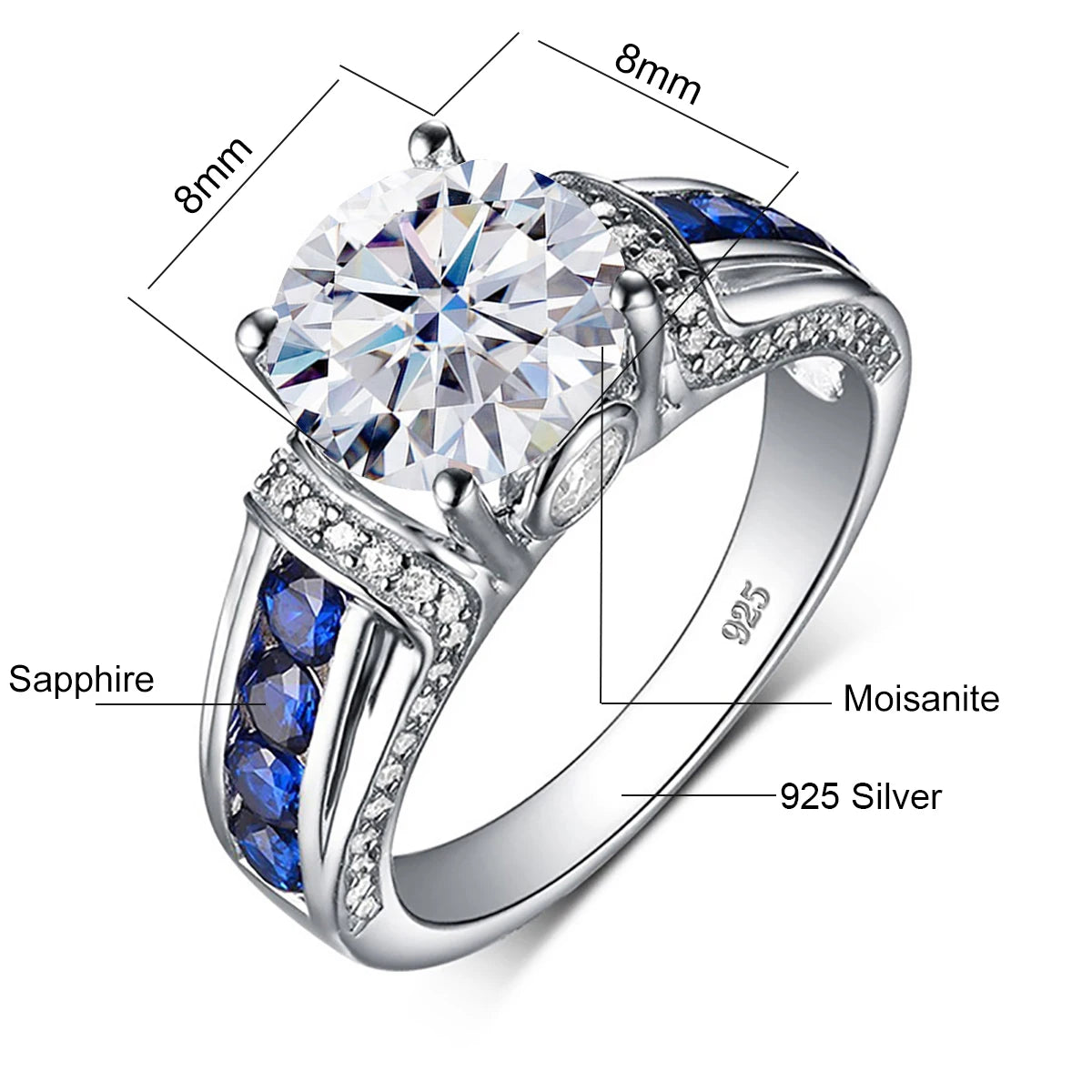 luckacco certified d color vvs1 2ct moissanite diamond ring for women 100% sterling silver good quality wedding jewelry pass diamond test