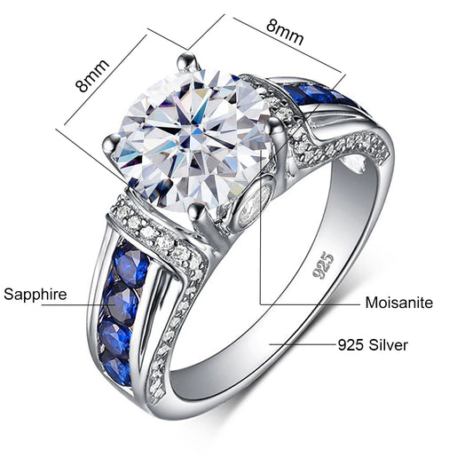 Luckacco Certified D Color VVS1 2ct Moissanite Diamond Ring For Women 100% Sterling Silver Good Quality Wedding Jewelry Pass Diamond Test