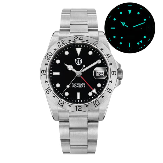 Luckacco Watchdives WD16570 V2 Watch NH34 Automatic Movement Sapphire Crystal 20Bar Waterproof Luminous 38mm GMT Vintage Watches