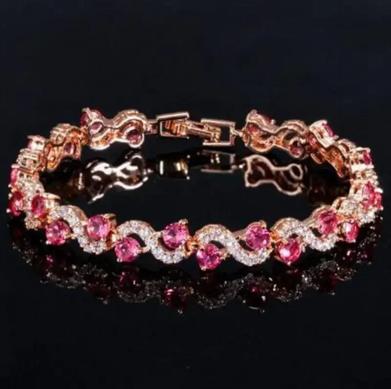 luckacco exquisite shiny tennis ball shape crystal zircon bracelet for women fashion evening party jewelry girls gift