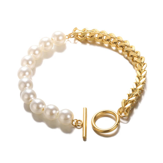 Luckacco Elegant Zircon Flowers Bracelet For Women Girls Charm Gold Color Stainless Steel Plant Bracelets Luxury Designer Jewelry Gifts