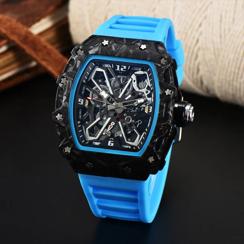 luckacco foreign trade new men's watch wholesale color line hollow dial quartz watch simple fashion watch spot