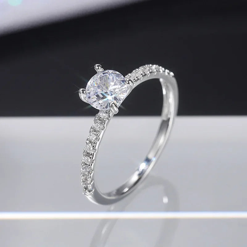 luckacco wedding band eternity rings women brilliant round zirconia luxury engagement rings thin elegant female jewelry