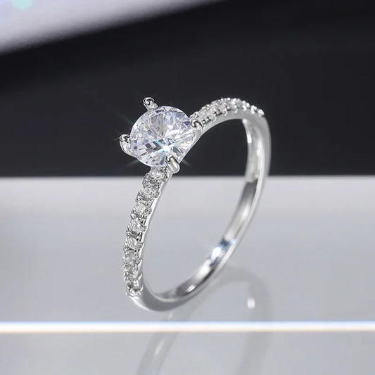 Luckacco Wedding Band Eternity Rings Women Brilliant Round Zirconia Luxury Engagement Rings Thin Elegant Female Jewelry