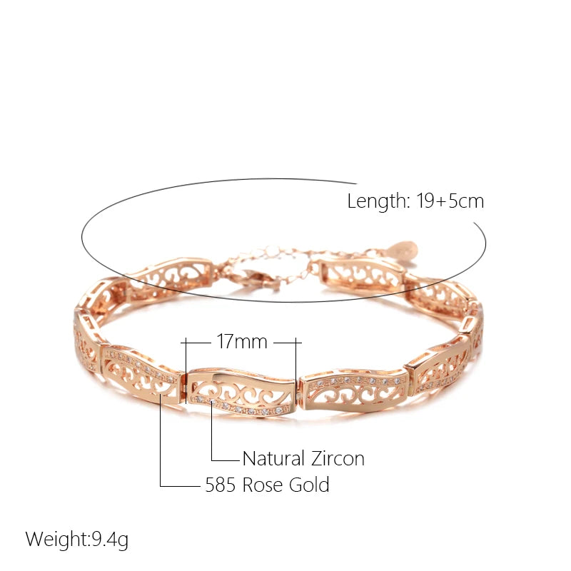 luckacco kinel fashion 585 rose gold ethnic bride bracelet for women luxury natural zircon vintage wedding fine jewelry 2022 new