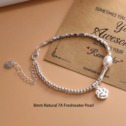 Luckacco VENTFILLE 925 Sterling Silver 6mm Shell Pearl Glass Bead Star Bracelet For Women Gift Crushed Silver Jewelry