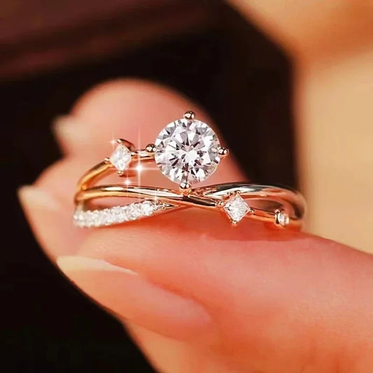 Luckacco New Twist Design Fancy Women Finger Rings with Shiny Cubic Zirconia Exquisite Engage Jewelry Wedding Accessories кольцо женское