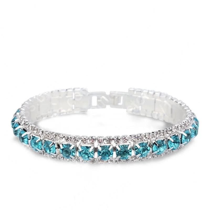 luckacco new arrival  925 sterling silver silve women classic jewelry holiday gift  clear red cubic zircon bracelet& bangle