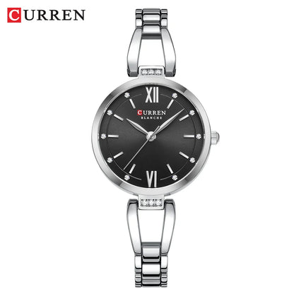Luckacco CURREN Luxury Hight Quality Quartz Watch Fashion Charming Rhinestones Stainless Steel Band Women's Wristwatches