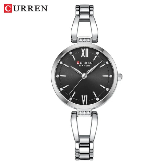 Luckacco CURREN Luxury Hight Quality Quartz Watch Fashion Charming Rhinestones Stainless Steel Band Women's Wristwatches