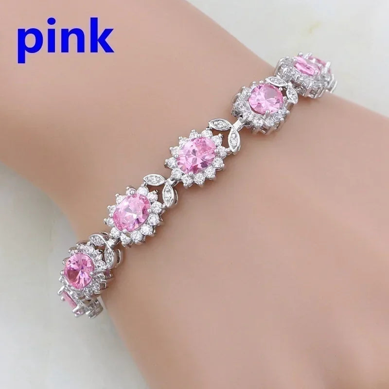 luckacco exquisite shiny tennis ball shape crystal zircon bracelet for women fashion evening party jewelry girls gift