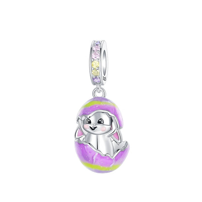 Luckacco 925 Sterling Silver Golden Charms Easter Can Be Opened Eggs Bead Rabbit Pendants Fit Original Bracelet DIY Jewelry Gift