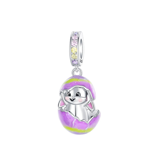 Luckacco 925 Sterling Silver Golden Charms Easter Can Be Opened Eggs Bead Rabbit Pendants Fit Original Bracelet DIY Jewelry Gift