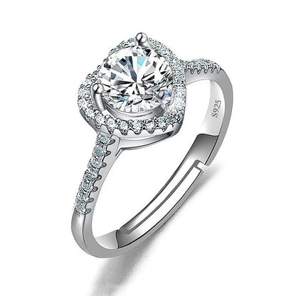 Luckacco Never Fade Luxury Classic 18K White Gold Color Ring Solitaire 2 Carat Zirconia Diamant Wedding Band Women Jewelry Accessories