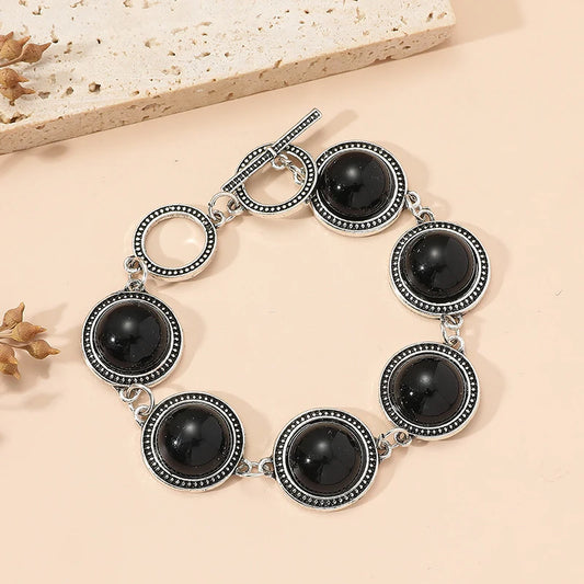 Luckacco Fashion Boho Vintage Round Pearl Bracelets Bangles For Women Blue Red Black Bead Vintage Bohemian Adjustable Bracelet Jewelry