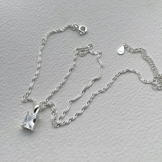 Luckacco New Trendy Fashion 925 Silver Pearl Simple Elegant Thin Chain Pendant Necklace for Women Girl Jewelry Dropship