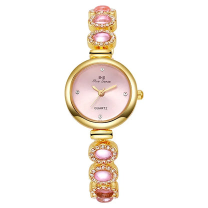 Luckacco Famous Brand Women's Quartz Watches Luxury Green Gemstone Bracelet Watch Gift Female Wristwatch  Relojes Para Mujer