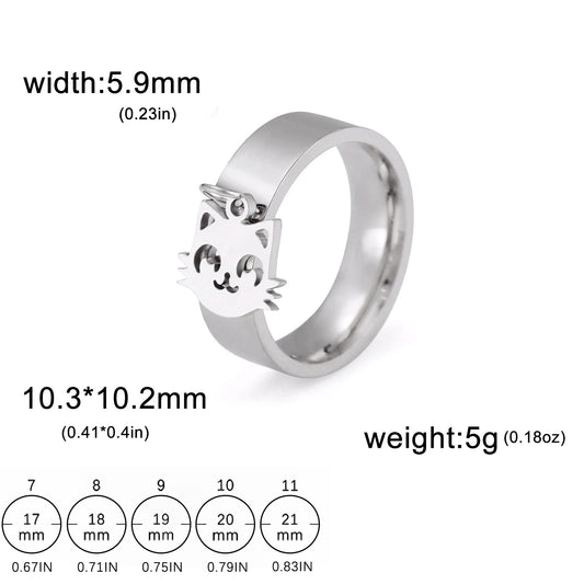Luckacco Unift Women Stainless Steel Charms Rings Flower Leaf Spider Paw Pendant Finger Ring Fashion Minimalist Couple Jewelry