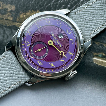Luckacco Spot goods NEW Pierre Paulin Jumping Hour Men Watch Salmon Dial Automatic St17 Mechanical Watch Vintage Date Window 38mm