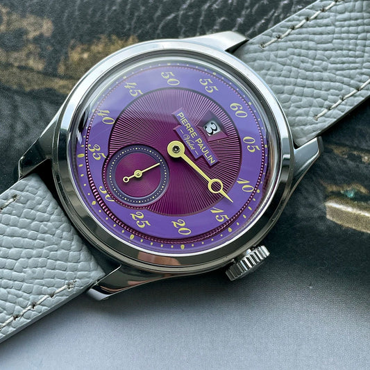 Luckacco Spot goods NEW Pierre Paulin Jumping Hour Men Watch Salmon Dial Automatic St17 Mechanical Watch Vintage Date Window 38mm