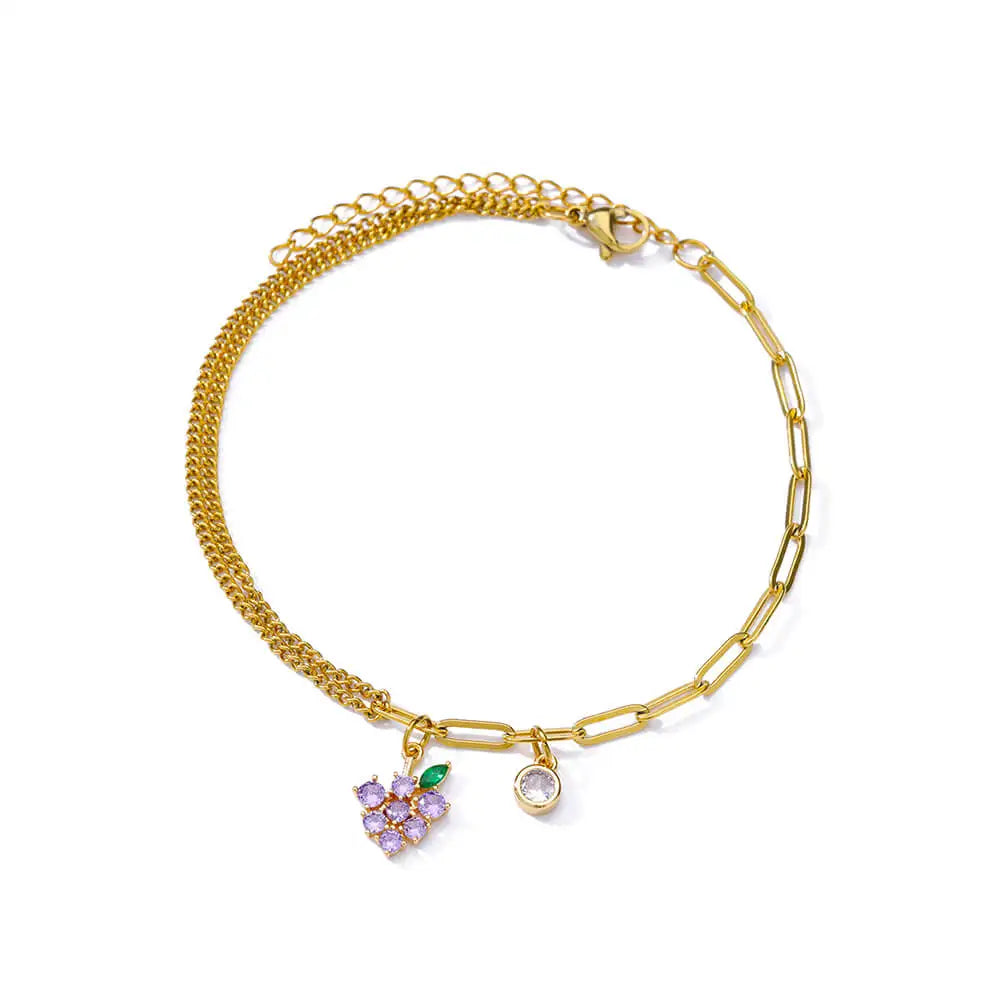 luckacco elegant zircon flowers bracelet for women girls charm gold color stainless steel plant bracelets luxury designer jewelry gifts