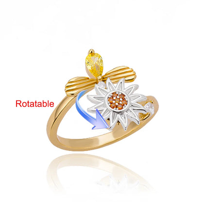 Luckacco Four Clover Rotating Anxiety Rings for Women Gold Color Adjustable Stainless Steel Wedding Ring Aesthetic Jewelry Gift anillos