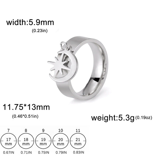 Luckacco Unift Women Stainless Steel Charms Rings Flower Leaf Spider Paw Pendant Finger Ring Fashion Minimalist Couple Jewelry