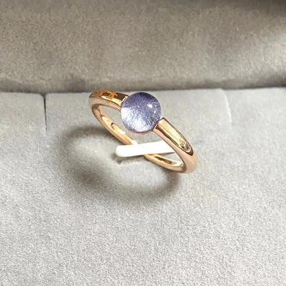 Luckacco 6mm Simple Round Ring Starry Sky Style Ring Blue Crystal Ring For Women Fashion Jewelry Party Gift