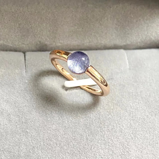 Luckacco 6mm Simple Round Ring Starry Sky Style Ring Blue Crystal Ring For Women Fashion Jewelry Party Gift