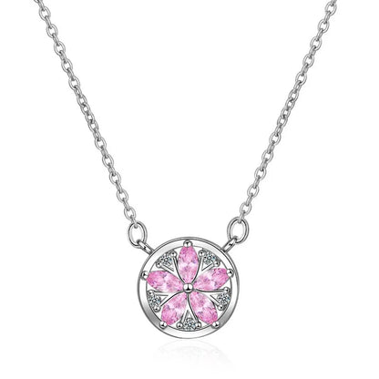 Luckacco Korean Fashion Style Pink Quartz Silver 925 Jewelry Necklace for Women Luxury Pendant Necklaces Wedding Party Birthday Gifts