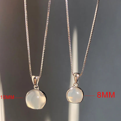 Luckacco New 925 Sterling Silver Round Necklace Simple Geometric Shape Woman Pendant Choker Birthday Gift for Friends Exquisite Jewelry