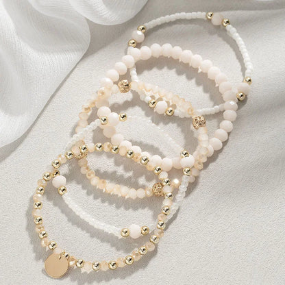Luckacco Y2K Ethnic Bohemian Beaded Bracelets Set for Women  Beads Chains Stackable Wristband Girls Boho Hand Jewelry Accessoreis
