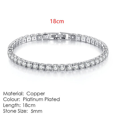 Luckacco Fashion Multicolor Tennis Bracelet for Women 2.5/3/4/5mm Zirconia Charm Designer Tennis Chain Men Bracelet Wedding Jewelry KC128