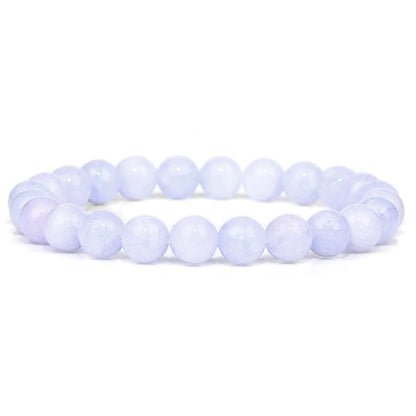 Luckacco Purple Stone Bracelet 8mm Natural Stone Fire Dragon Agates Amethysts Fluorite Jasper Beads Elastic Bracelets For Women Men