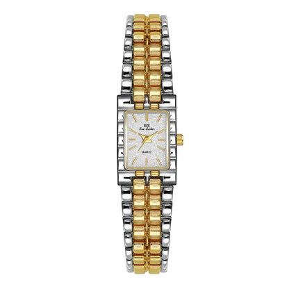 Luckacco Light Luxury Retro Gold Rectangle Classic Watches For Women Fashion Stainless Steel Womens Watch Vintage Quartz Wristwatches
