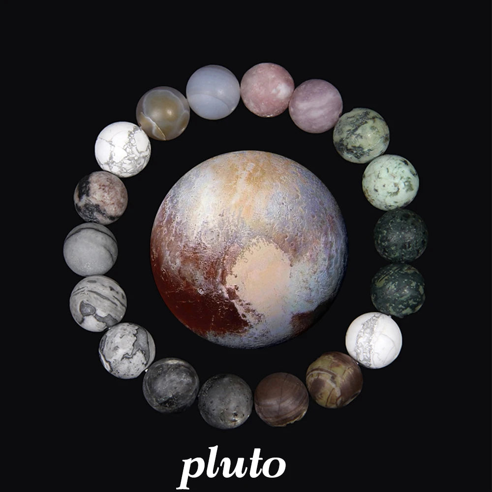 luckacco 2024 new universe galaxy bracelet simple 10mm natural sodalite turquoises stone bead bangle planet solar system earth mars gift