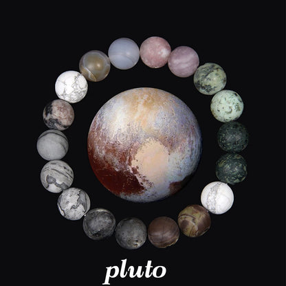 Luckacco 2024 New Universe Galaxy Bracelet Simple 10MM Natural Sodalite Turquoises Stone Bead Bangle Planet Solar System Earth Mars Gift