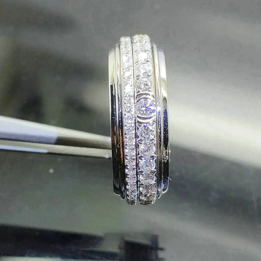 Luckacco daily picks Creative Promise Rings AA Cubic Zircon Sparkling Wedding Rings for Women Silver Color Engagement Trendy Jewelry Drop Ship